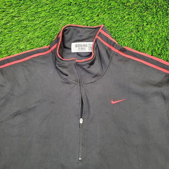 NIKE Fit-Dry 1/4 Zip Track Jacket Large 23x28 Black Red - Picture 8 of 14